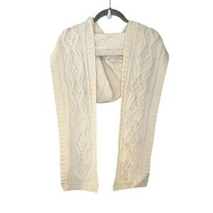 Red Envelope 100% Merino Wool Cable Knit Scarf Hooded Ivory Removable Convertibl